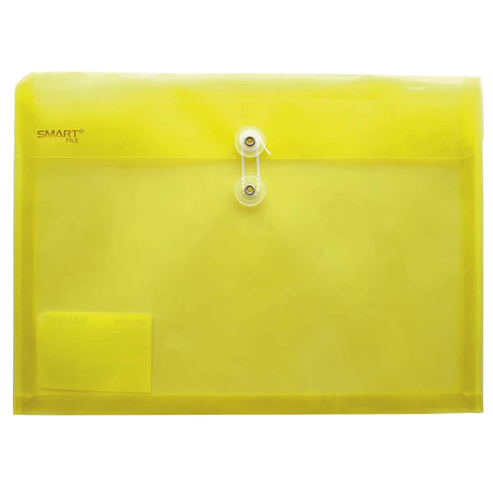Sobre de Plástico Tamaño con Rondana Oficio Horizontal Amarillo Transparente Smart
