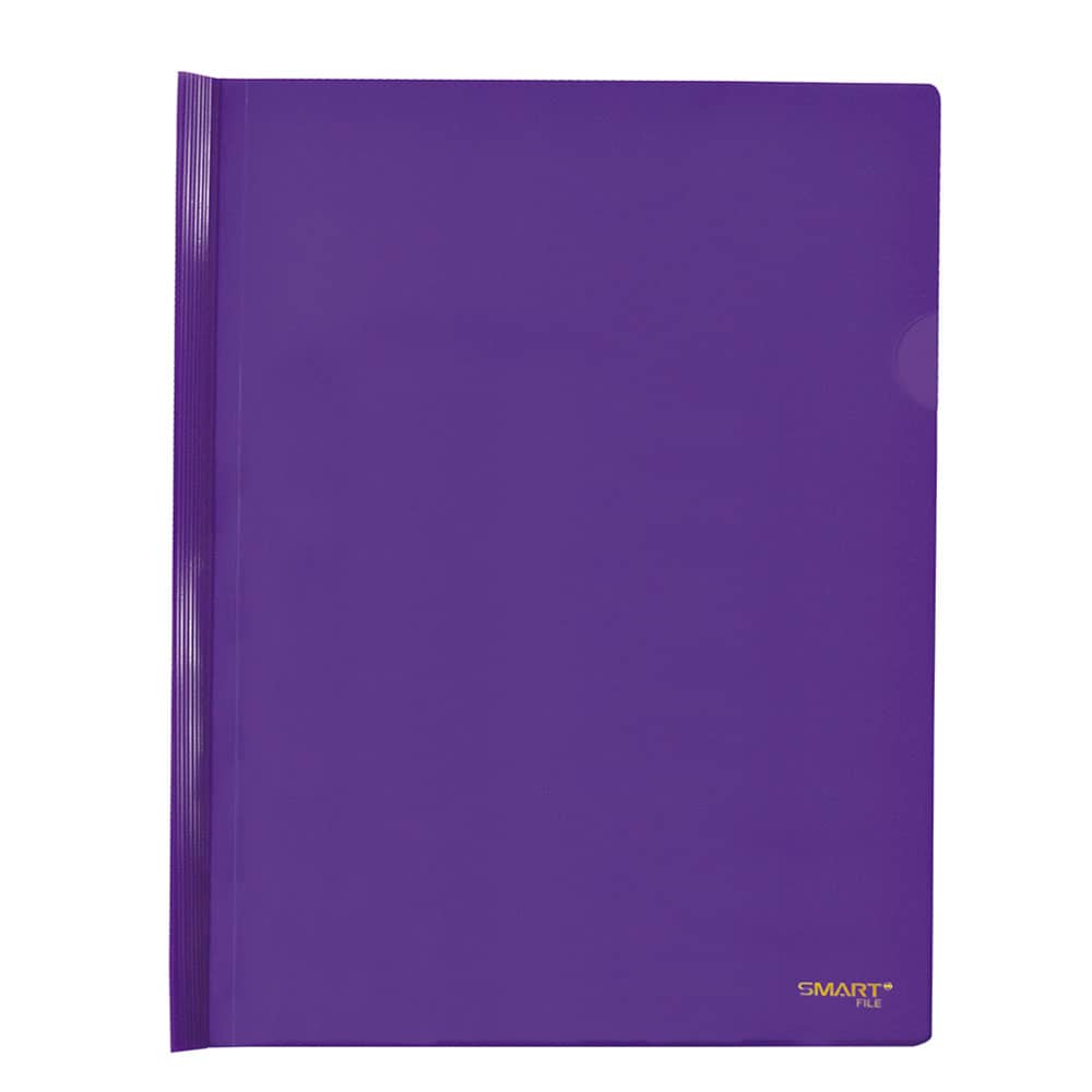 Folder de Plástico Tamaño Carta con Costilla Delgada 7 mm Morado Neón Paquete con 5 Piezas Smart