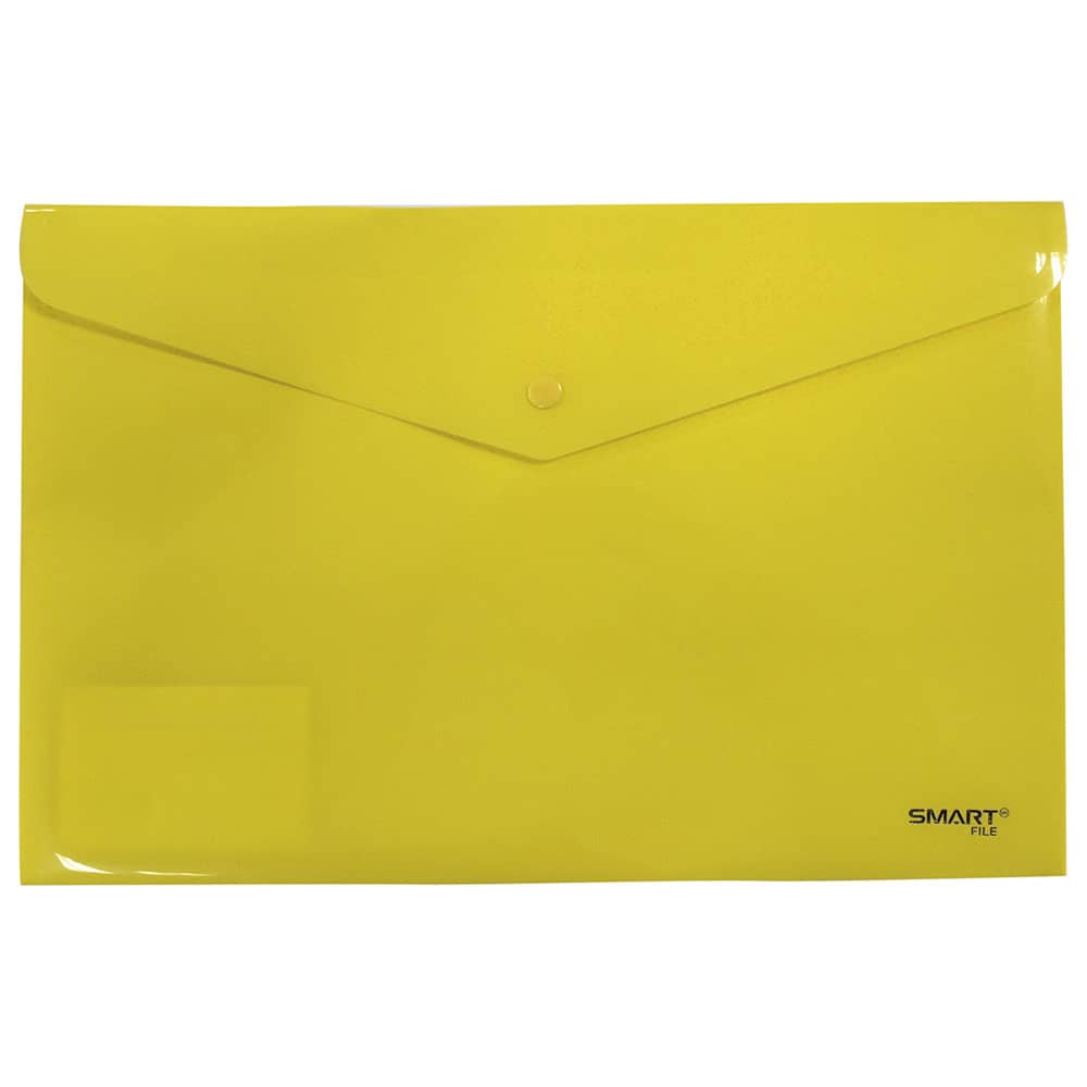 Sobre de Plástico con Botón Tamaño Oficio Horizontal Amarillo Solido Smart