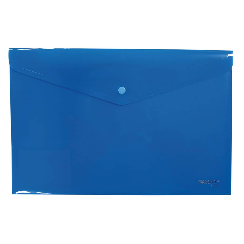 Sobre de Plástico con Botón Tamaño Oficio Horizontal Azul Solido Smart