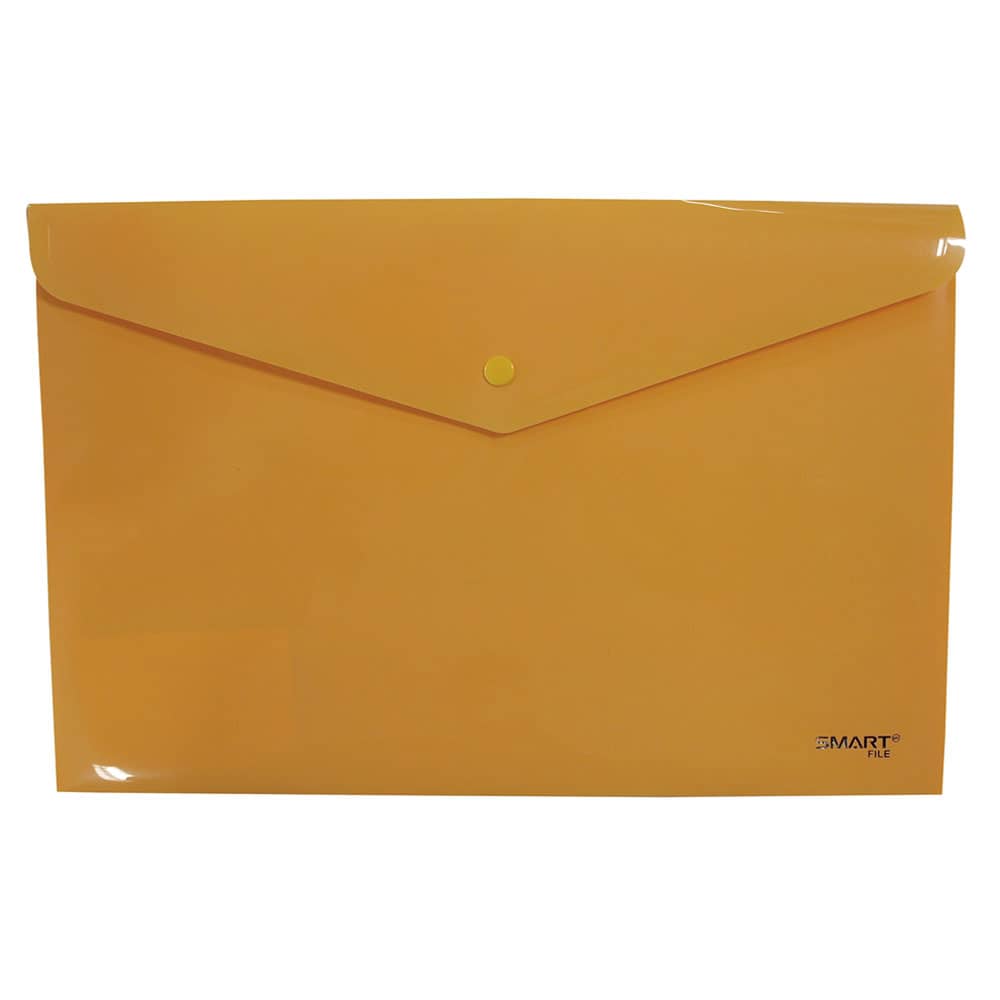 Sobre de Plástico con Botón Tamaño Oficio Horizontal Amarillo Canario Smart