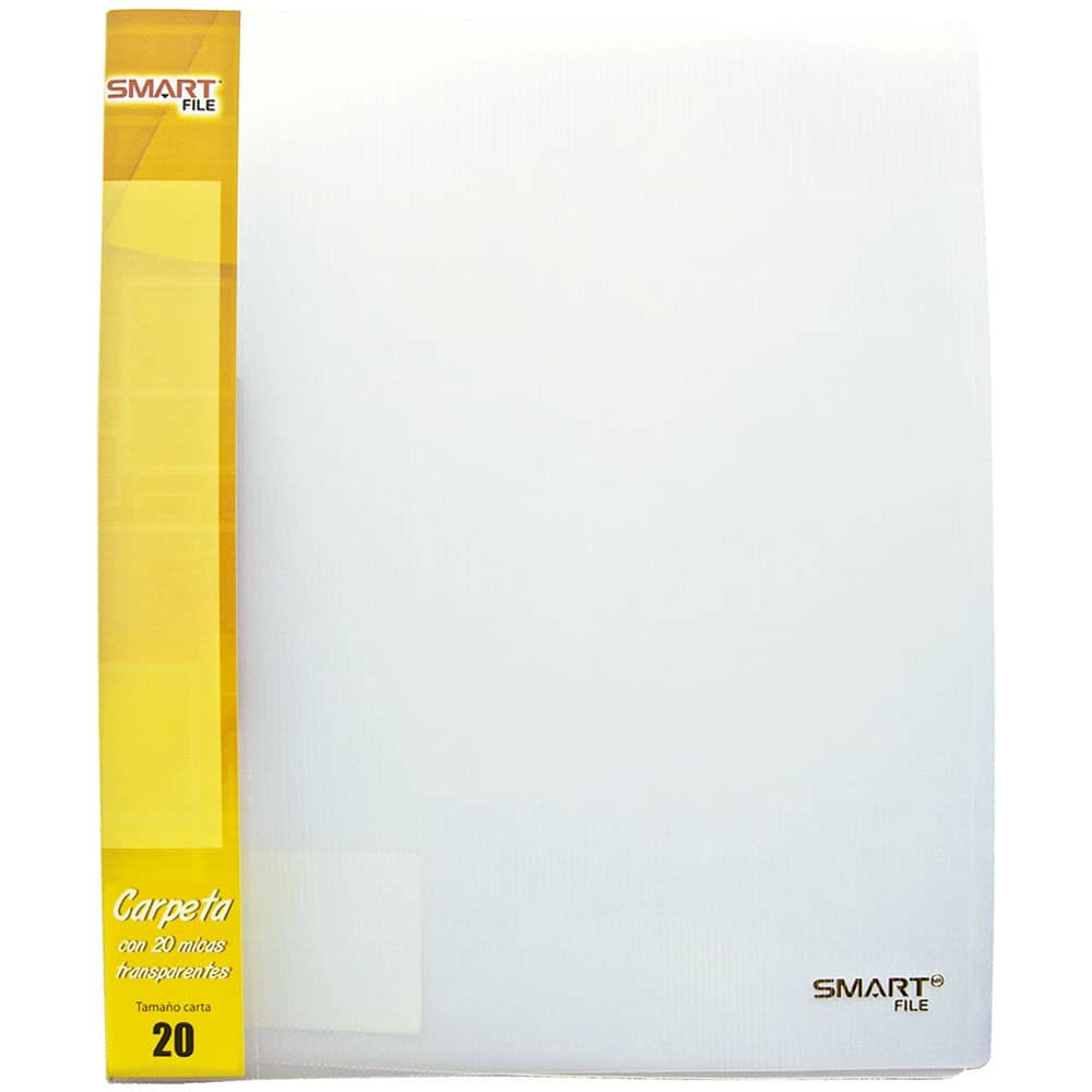 Carpeta de Plástico Tamaño Carta con 20 Micas Cristal Smart