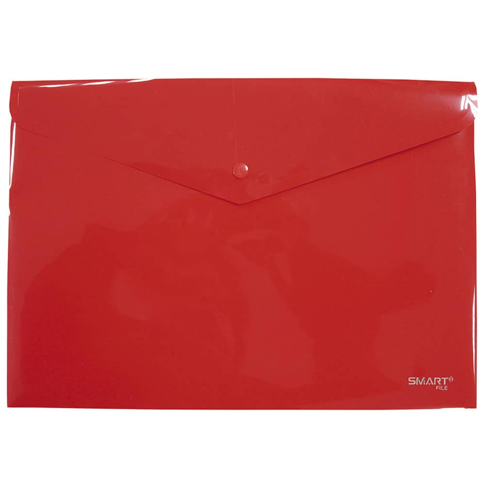 Sobre de Plástico con Botón Tamaño Carta Horizontal Rojo Solido Smart