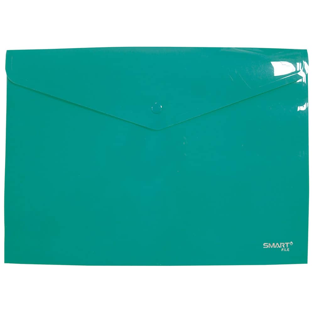 Sobre de Plástico con Botón Tamaño Carta Horizontal Verde Solido Smart