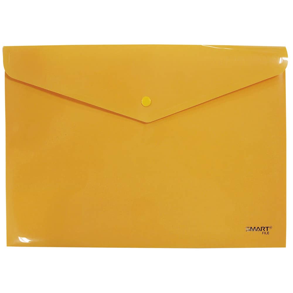 Sobre de Plástico con Botón Tamaño Carta Horizontal Amarillo Canario Smart