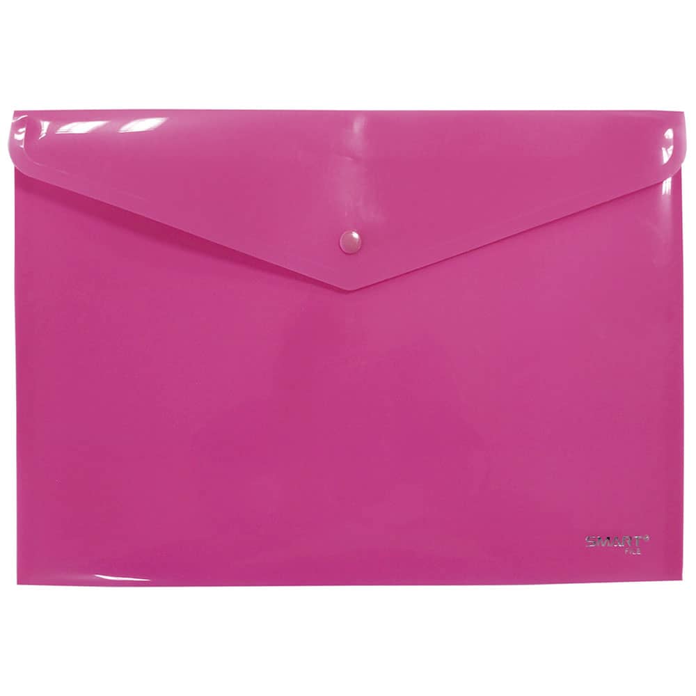 Sobre de Plástico con Botón Tamaño Carta Horizontal Rosa Smart