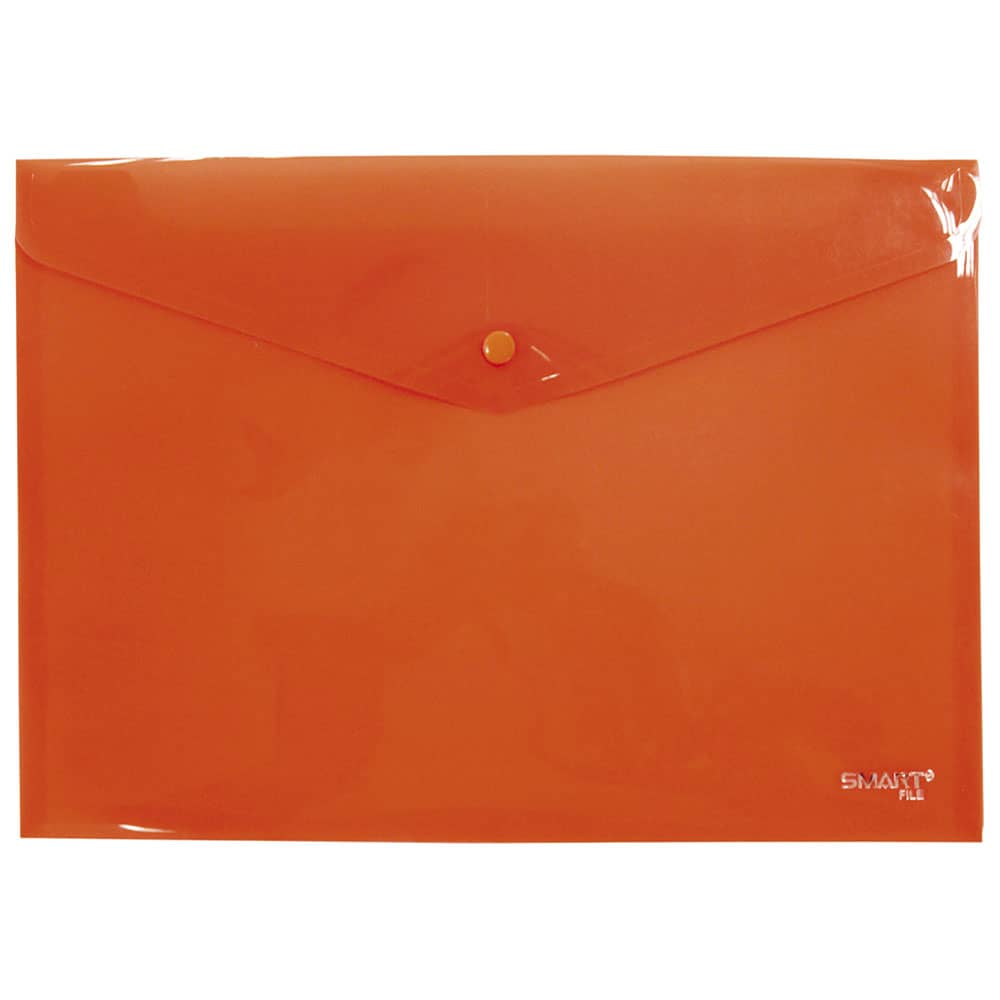 Sobre de Plástico con Botón Tamaño Carta Horizontal Naranja Solido Smart