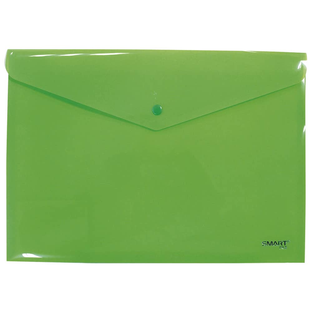 Sobre de Plástico con Botón Tamaño Carta Horizontal Verde Solido Smart