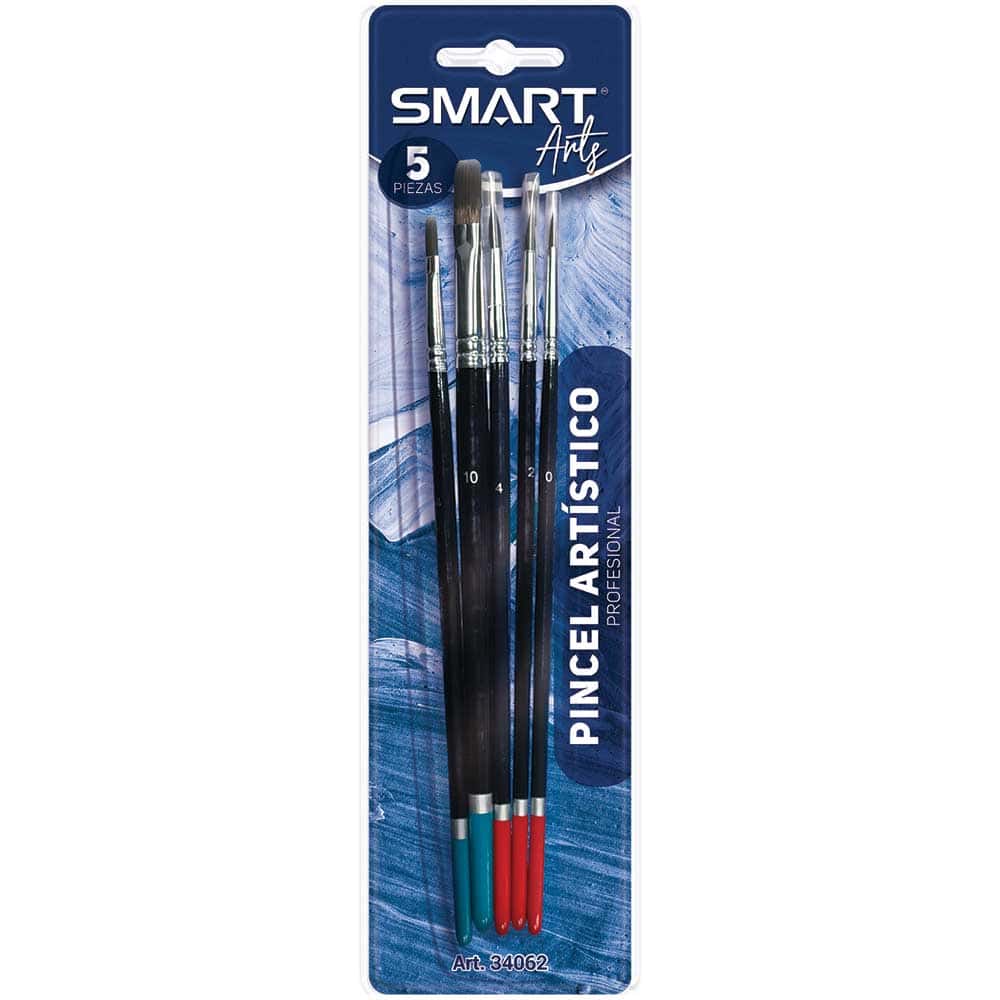 Pincel Profesional de Plástico Blíster con 5 Piezas Surtidos Smart 34062