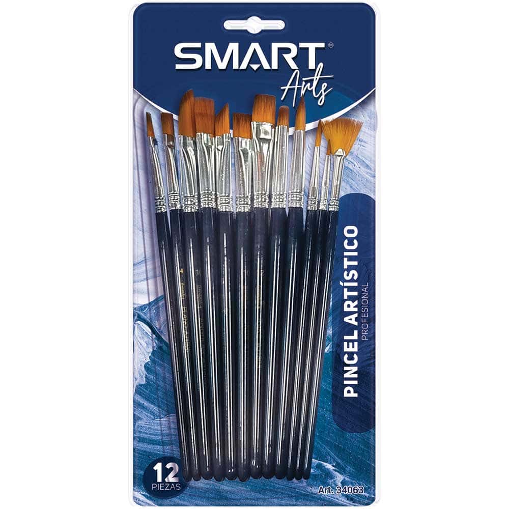 Pincel Profesional de Plástico Blíster con 12 Piezas Surtidos Smart 34063
