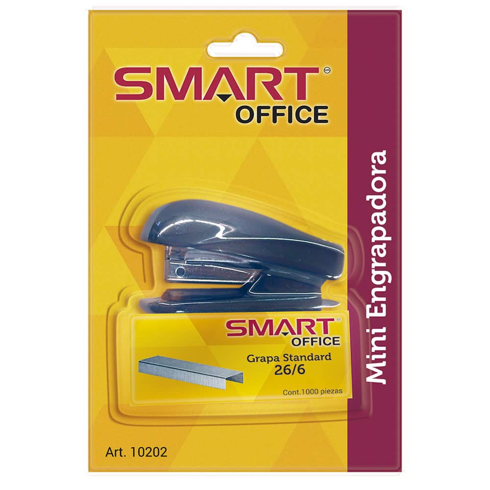 Engrapadora de Plástico Mini Negro con 1000 Grapas Smart