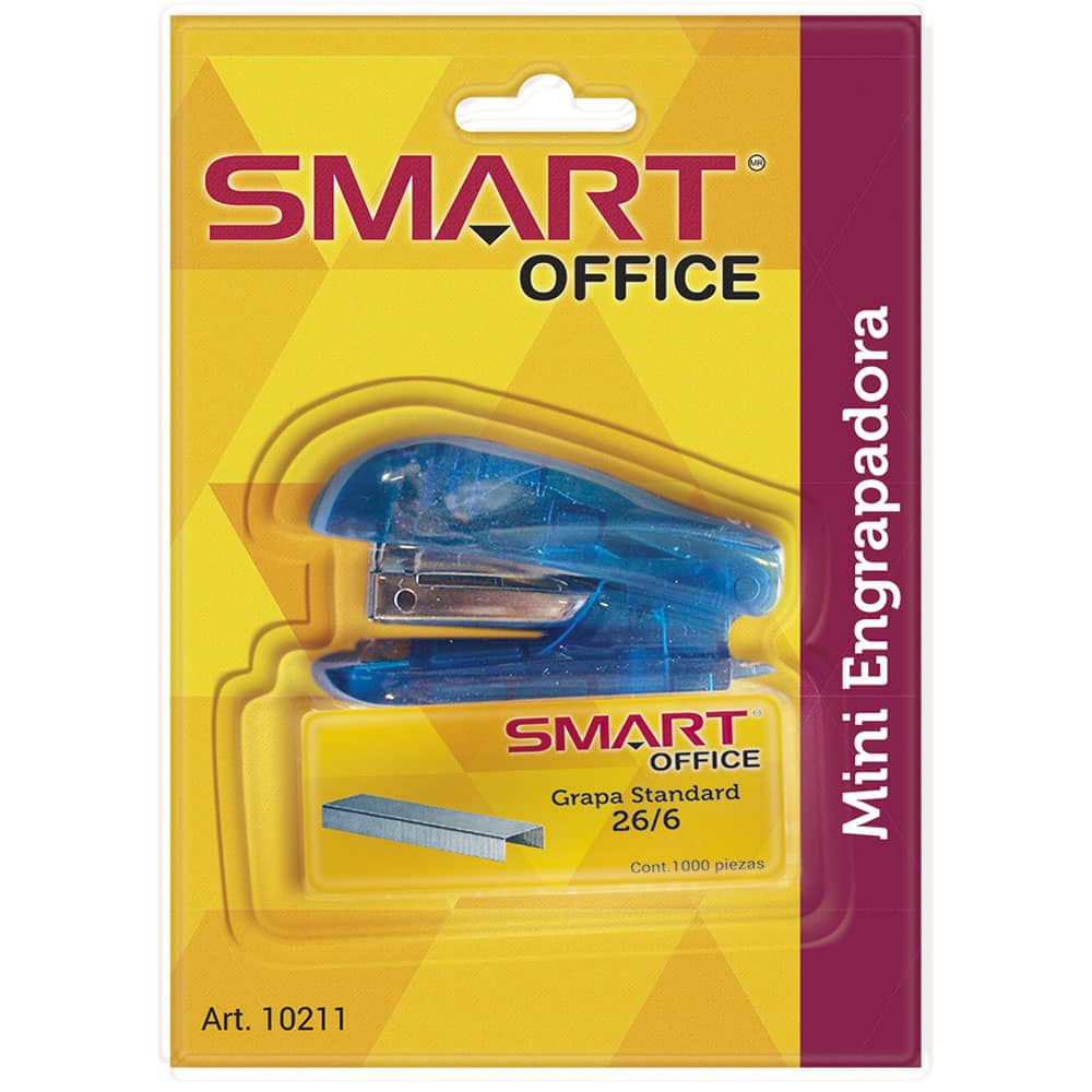 Engrapadora de Plástico Mini Transparente con 1000 Grapas Smart