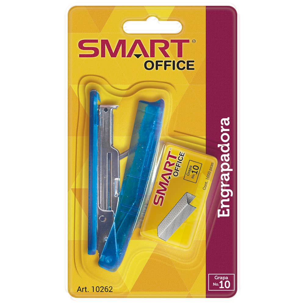 Engrapadora de Plástico Chica con 1000 Grapas Número 10 Smart