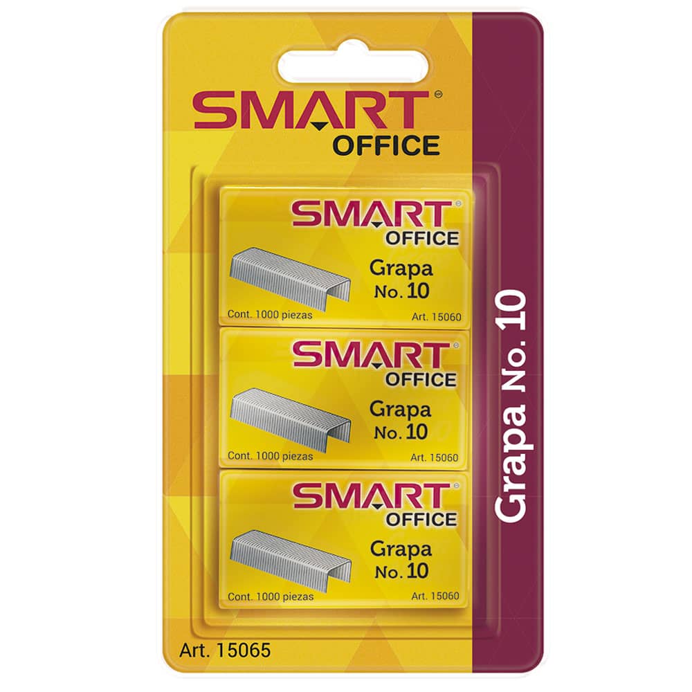 Grapa Chica Número 10 Caja con 1000 Piezas Blíster con  3 Smart