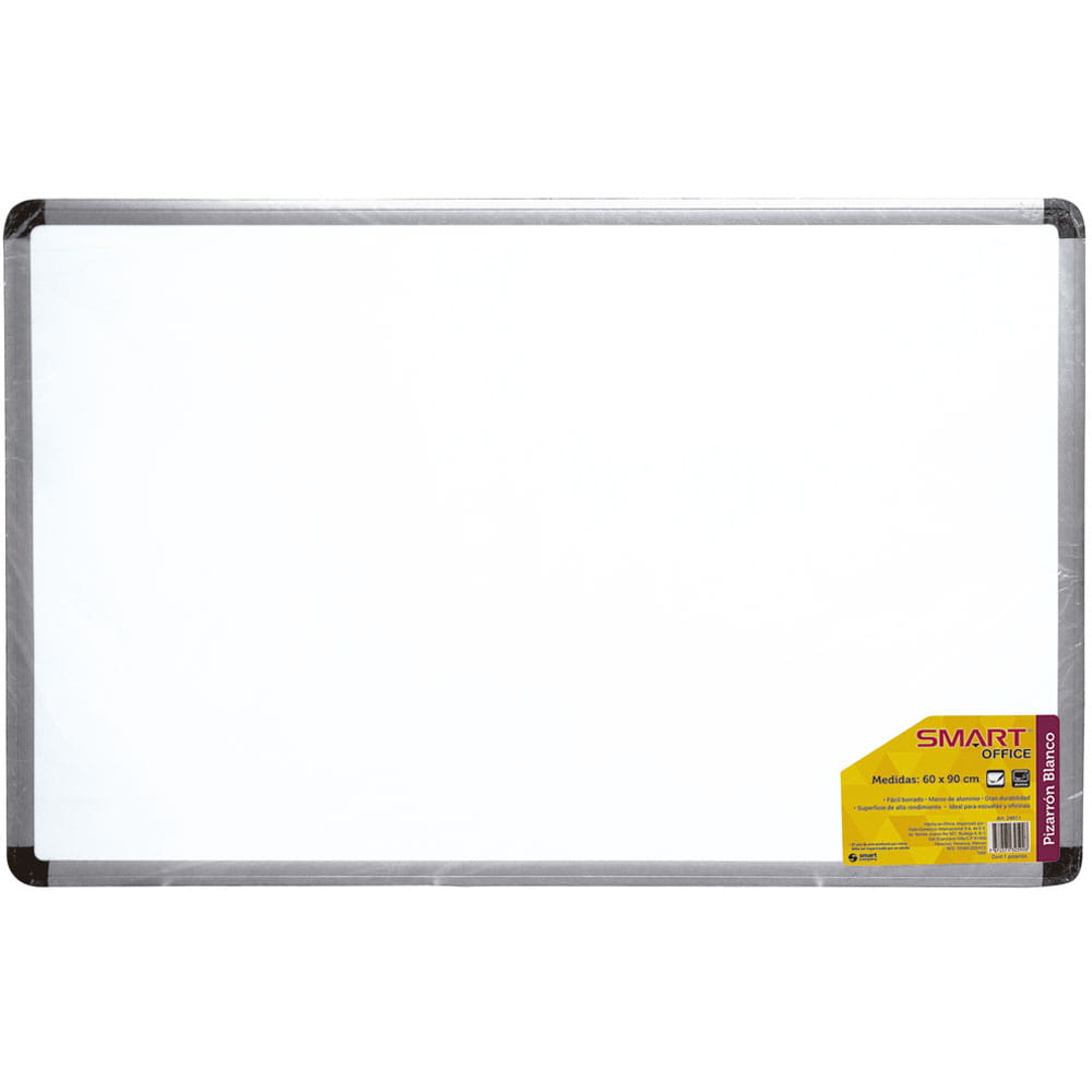 Pizarrón Blanco de 60 x 90 cm con Marco de Aluminio Smart