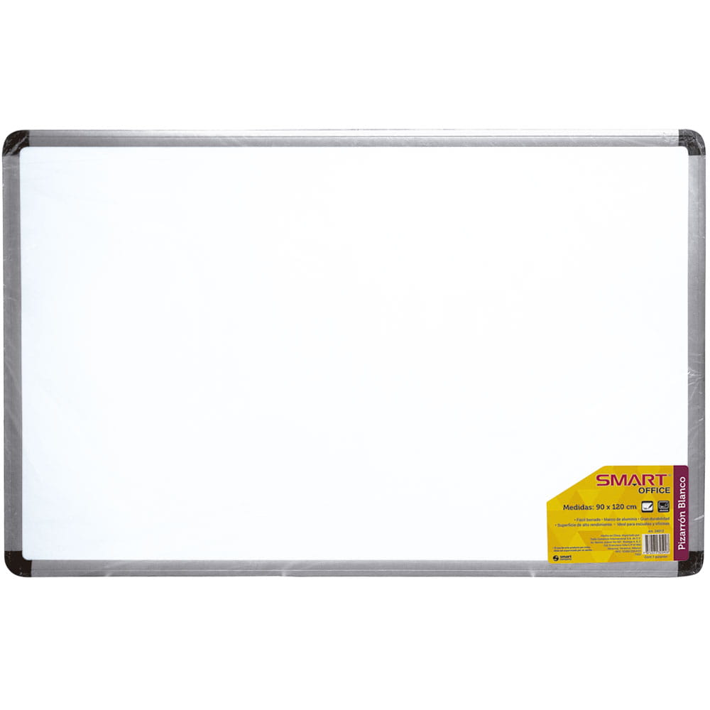 Pizarrón Blanco de 90 x 120 cm con Marco de Aluminio Smart