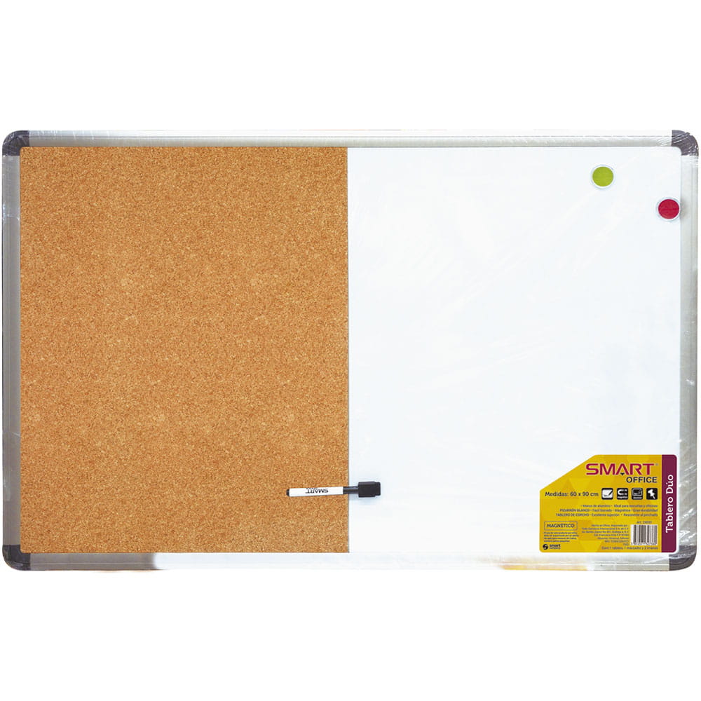Pizarrón Duo de 60 x 90 cm Aluminio Magnético Smart