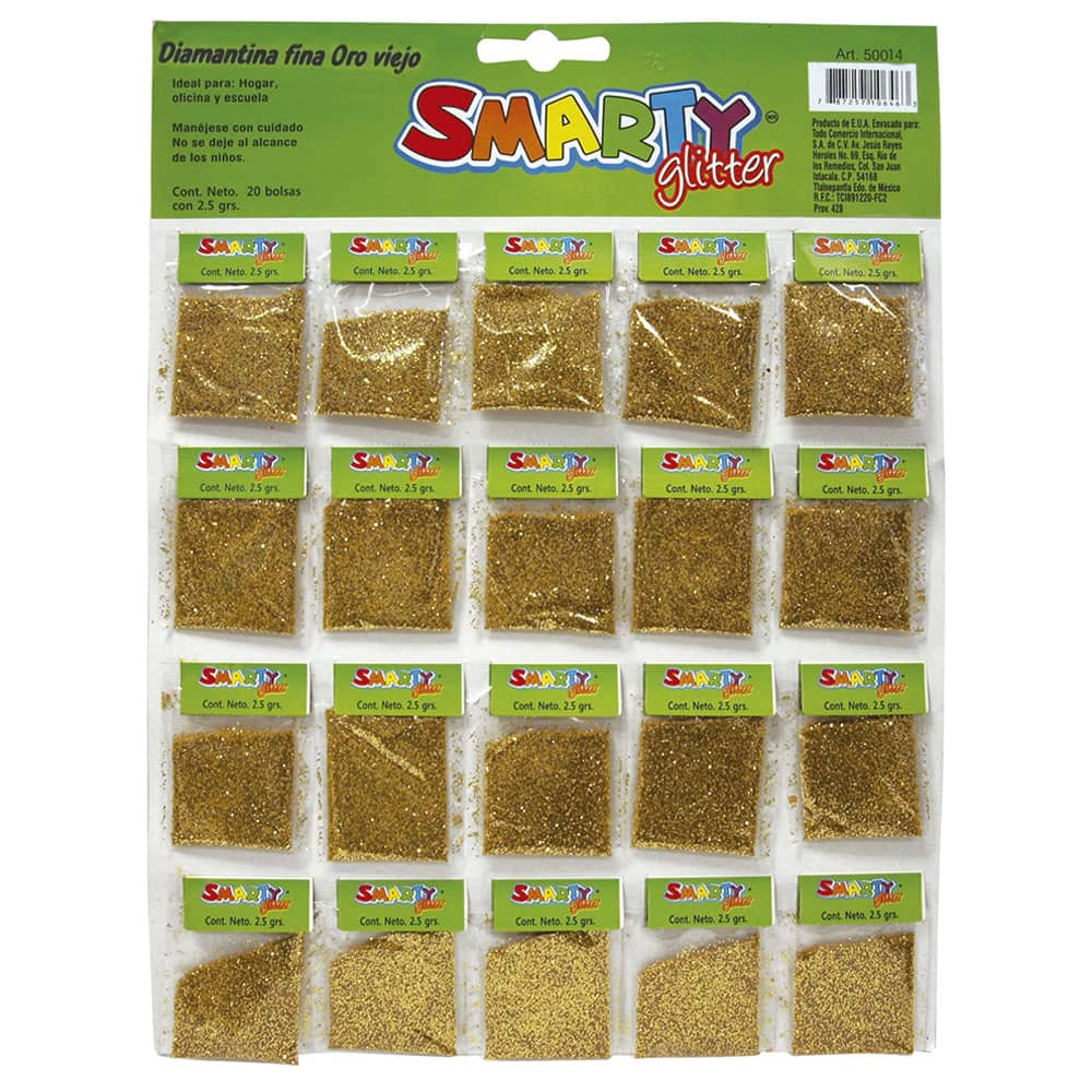 Diamantina Fina con 2.5 g Oro Viejo Bolsa con 20 Smarty