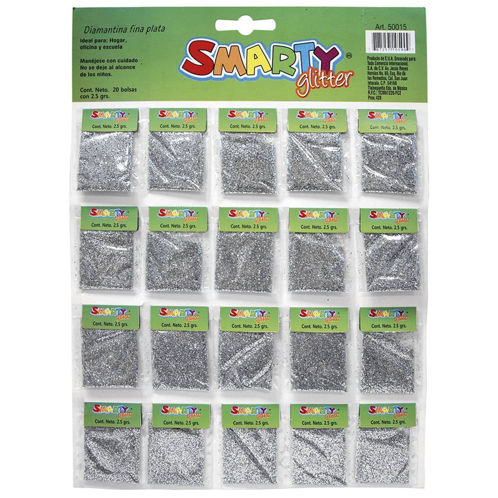 Diamantina Fina con 2.5 g Plata Bolsa con 20 Smarty