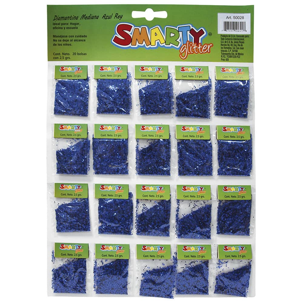 Diamantina Mediana con 2.5 g Azul Rey con 20 Smarty