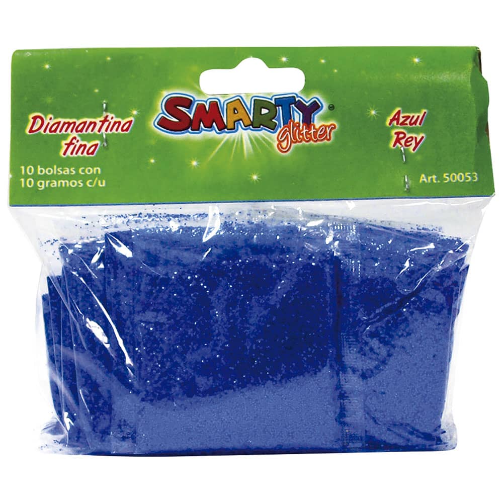 Diamantina Fina con 10 g Azul Rey Bolsa con con 10 Smarty