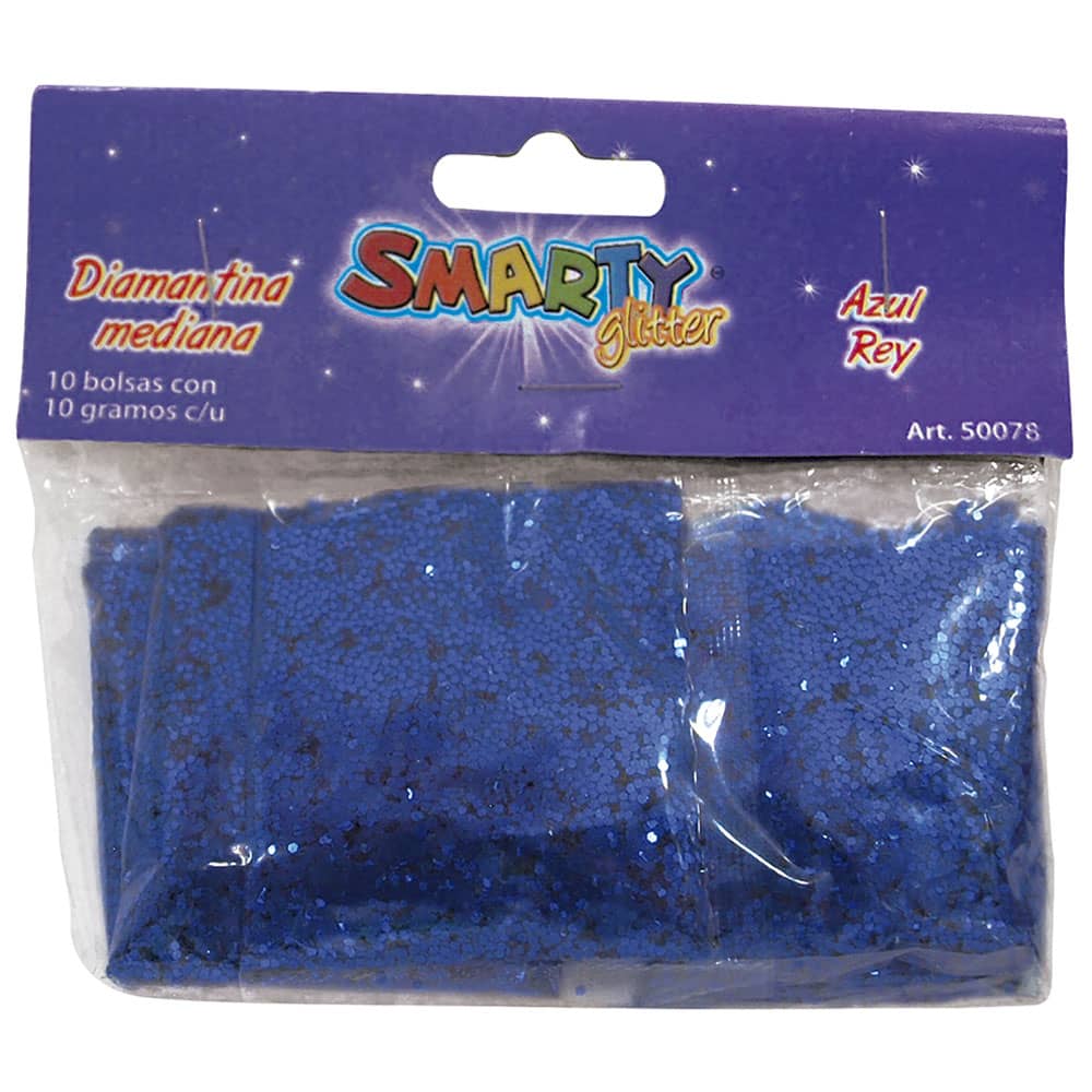 Diamantina Mediana con 10 g Azul Rey Bolsa con con 10 Smarty