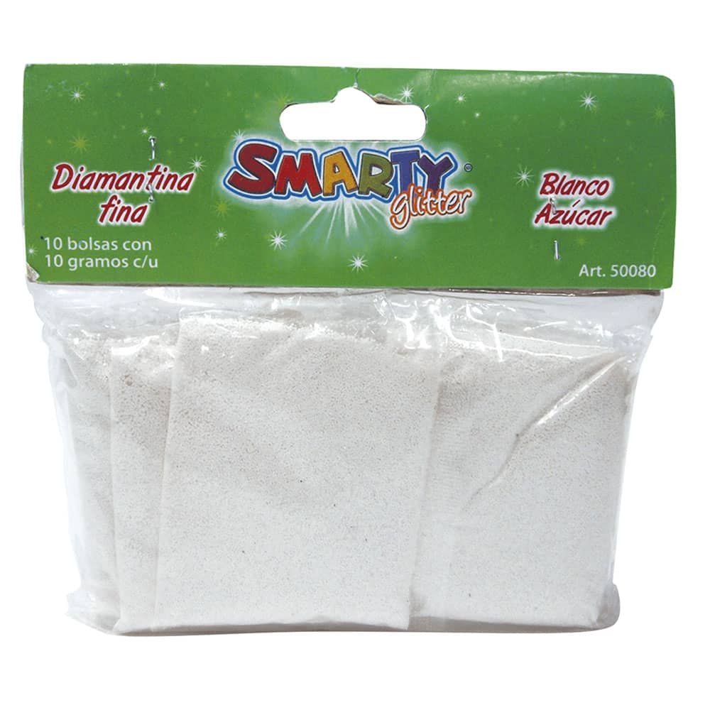 Diamantina Mediana con 10 g Blanco Azúcar Bolsa con con 10 Smarty