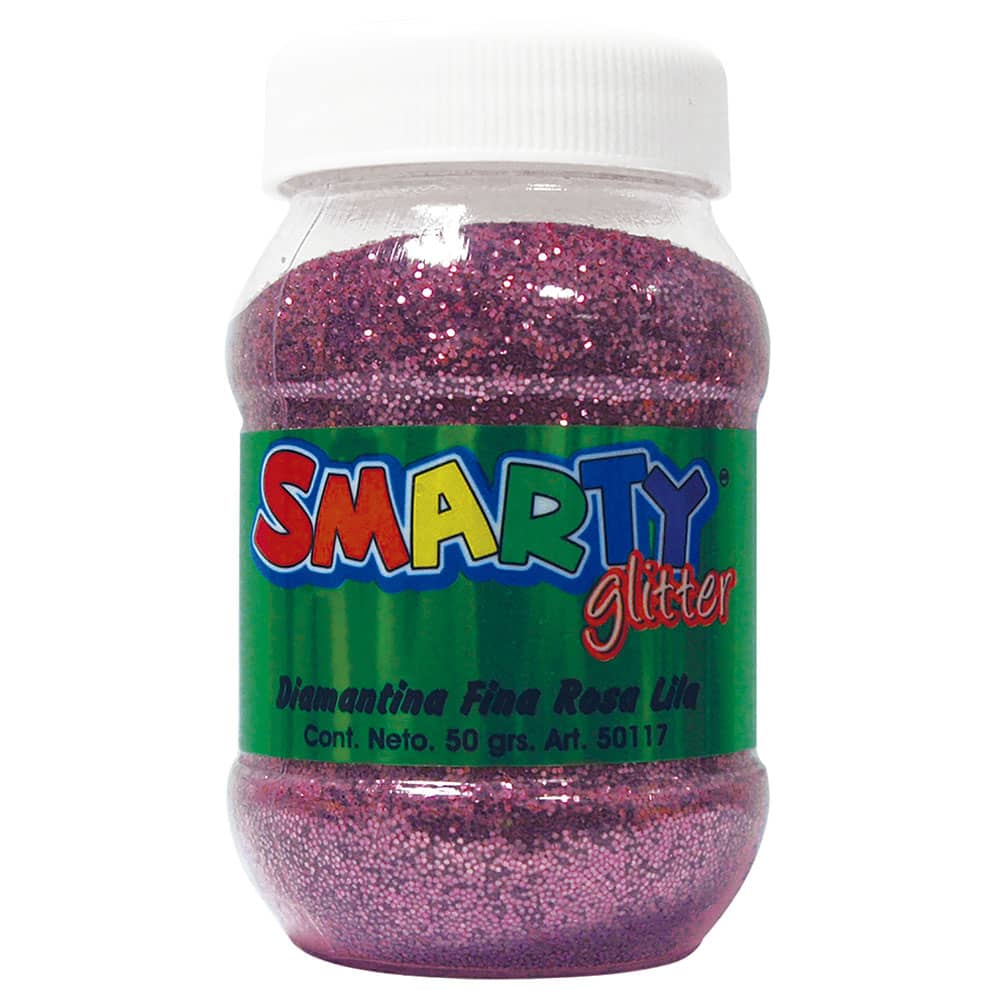 Diamantina Fina Bote con 50 g Rosa Lila Smarty