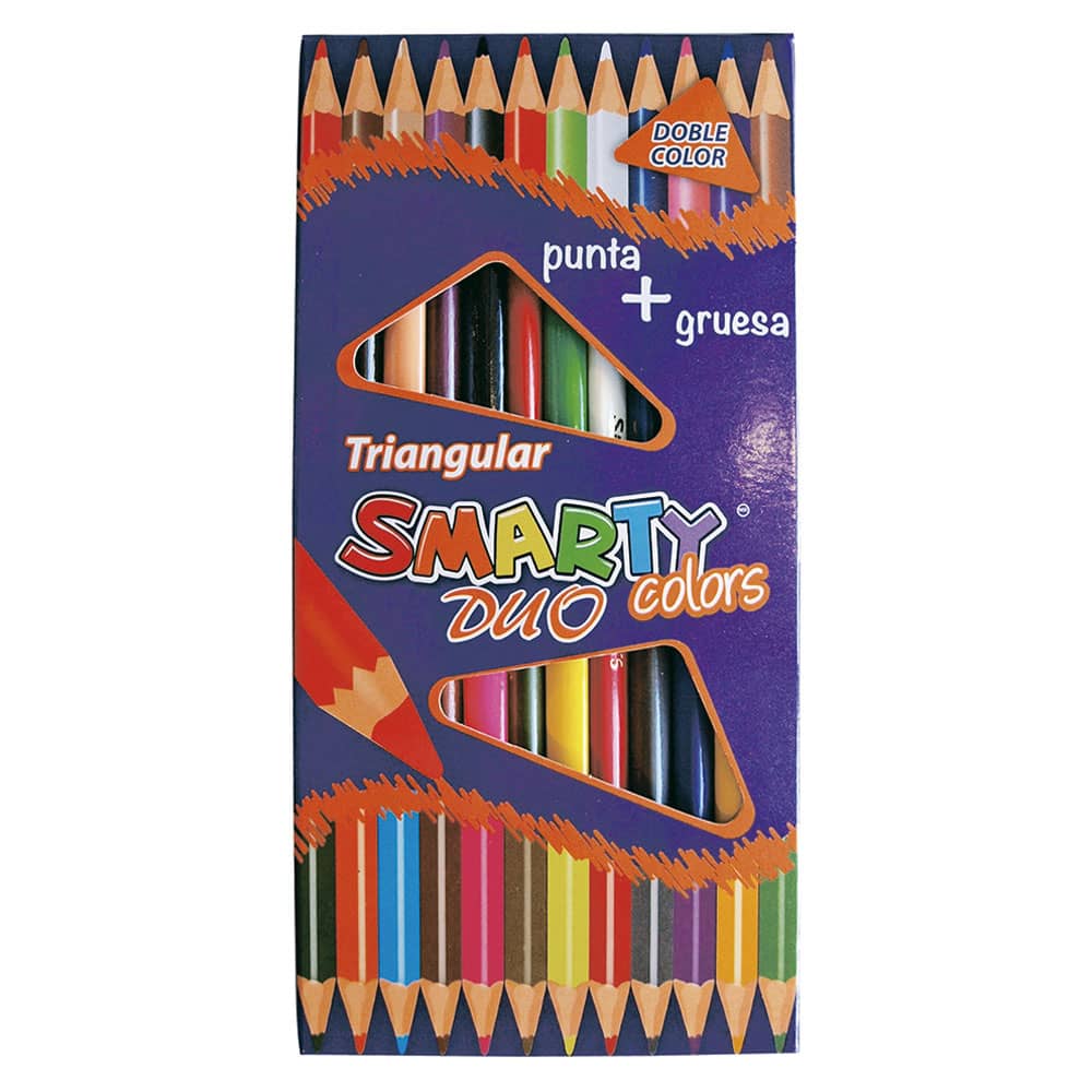 Lápices Doble Color 12 x 24 Triangulares Smarty