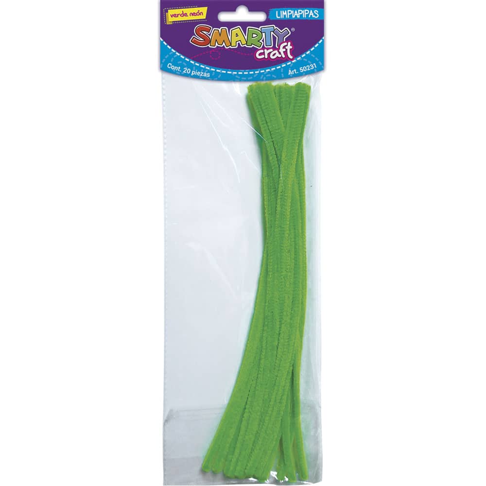 Limpiapipas Color Verde Neón Bolsa con 20 Piezas Smarty