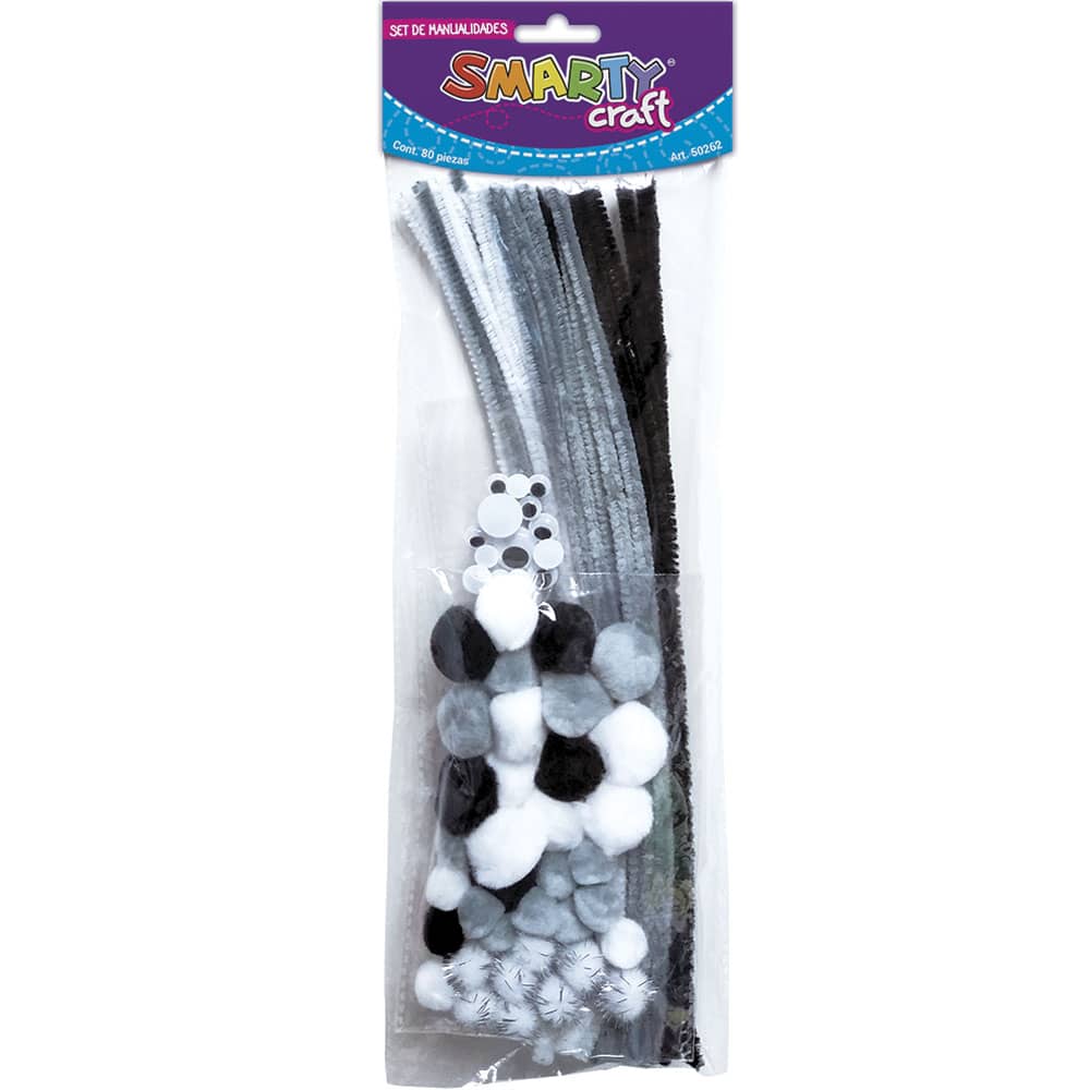 KIT Limpiapipas Color Blanco y Negro Bolsa con 80 Piezas Smarty
