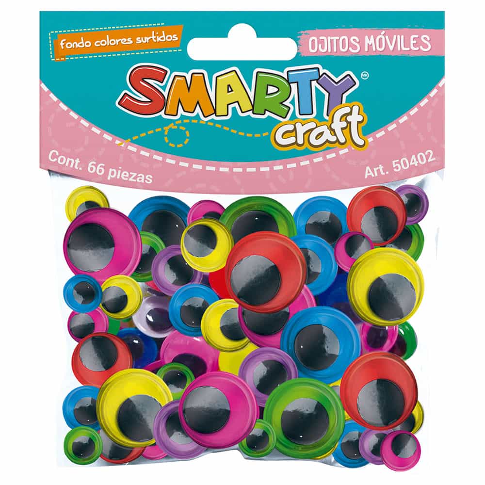 Ojitos Móviles de Colores Surtidos Bolsa con 66 Piezas Smarty
