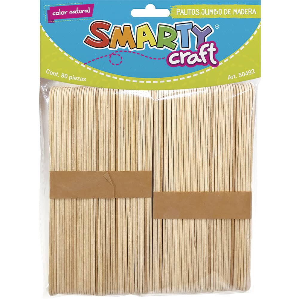 Palito de Madera Natural Jumbo con 80 Piezas Smarty