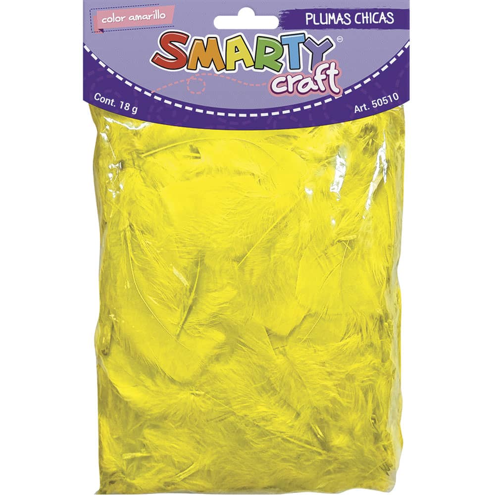 Plumas Chicas para Manualidades Color Amarillo cpn 18 g Smarty