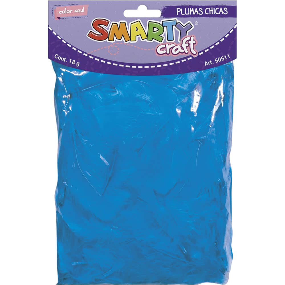 Plumas Chicas para Manualidades Color Azul con 18 g Smarty