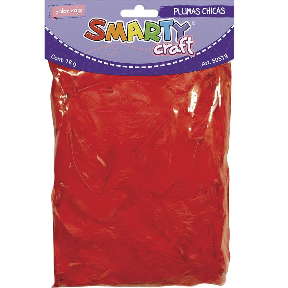 Plumas Chica para Manualidades Color Rojo con 18 g Smarty