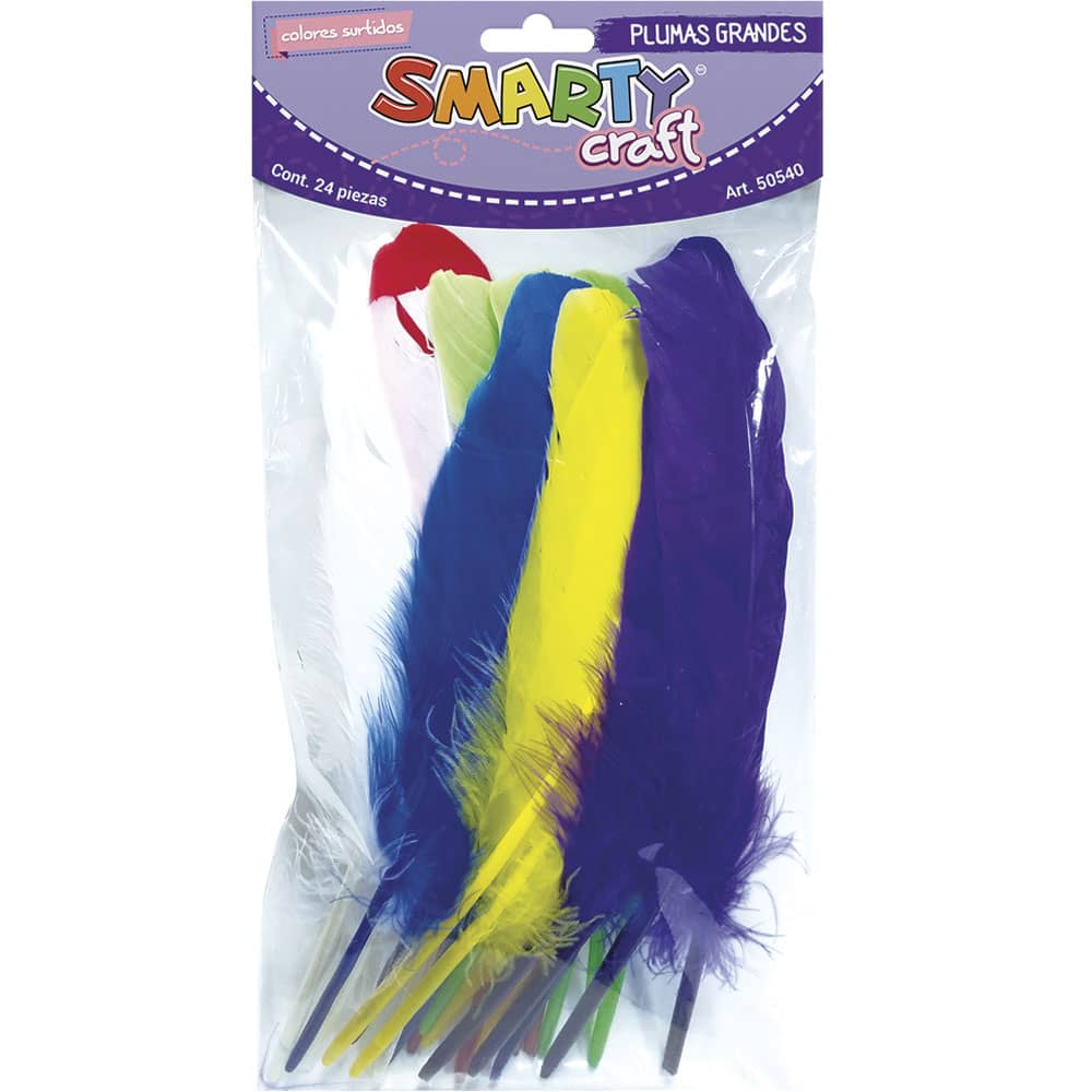 Plumas Grande para Manualidades Colores Surtidos con 24 Piezas Smarty