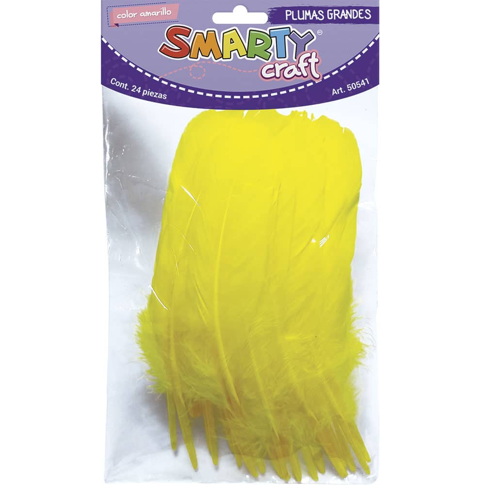 Plumas Grande para Manualidades Color Amarillo con 24 Piezas Smarty