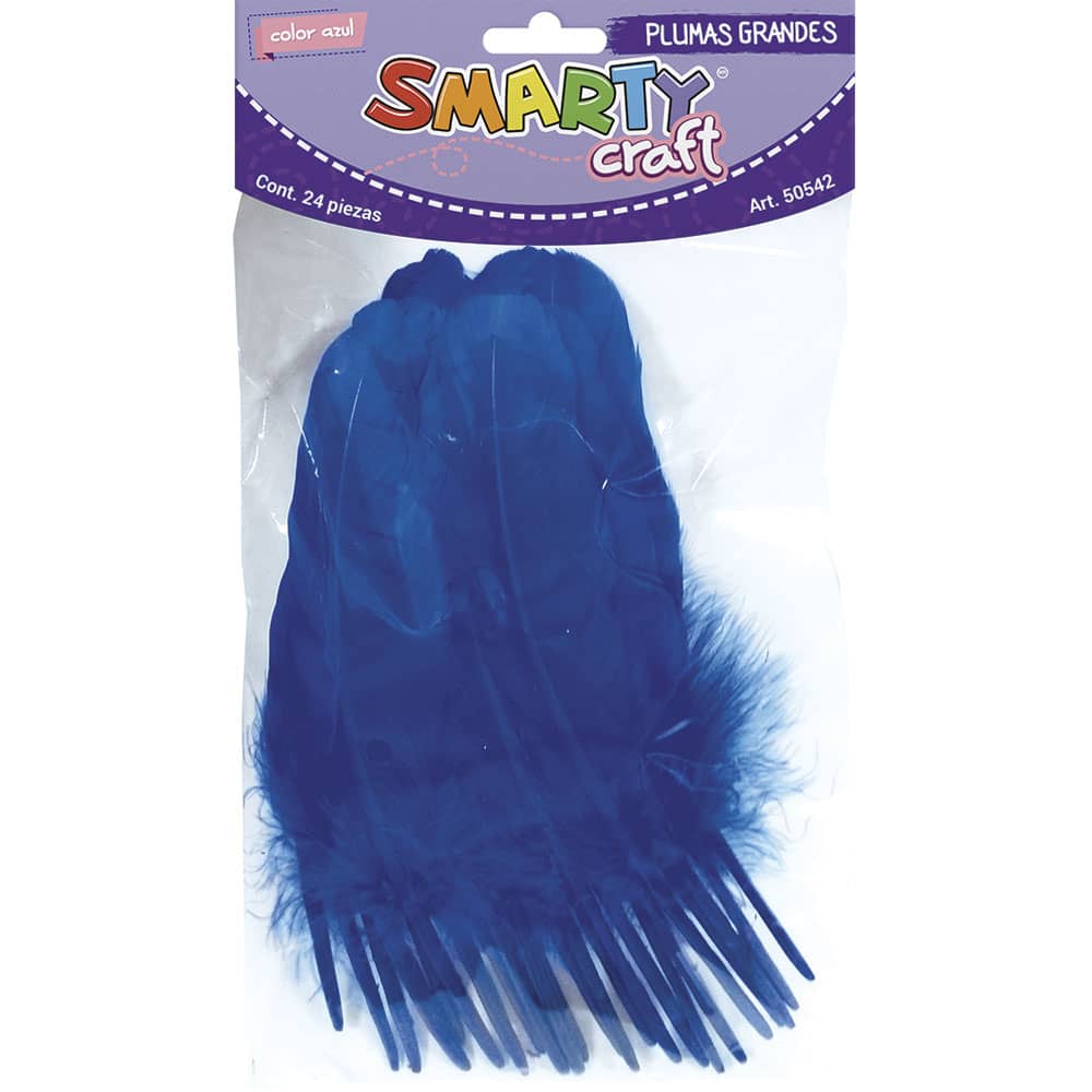 Plumas Grande para Manualidades Color Azul con 24 Piezas Smarty
