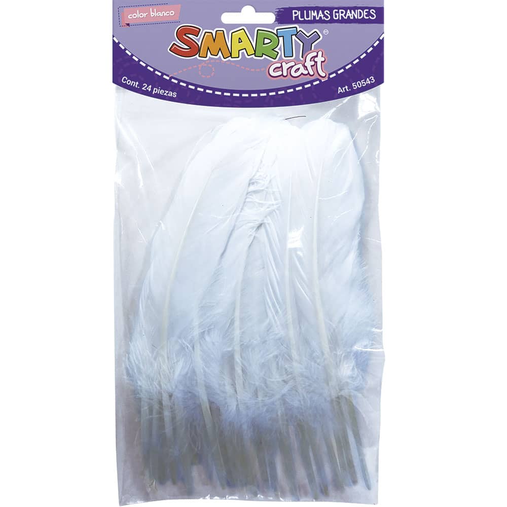 Plumas Grande para Manualidades Color Blanco con 24 Piezas Smarty
