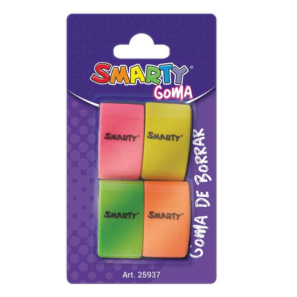Goma de Borrar Colors Mini Blíster con 4 Piezas Smarty