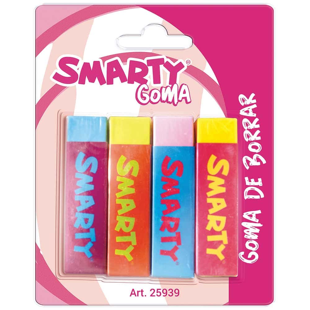Goma de Borrar Candy Blíster con 4 Piezas Smarty