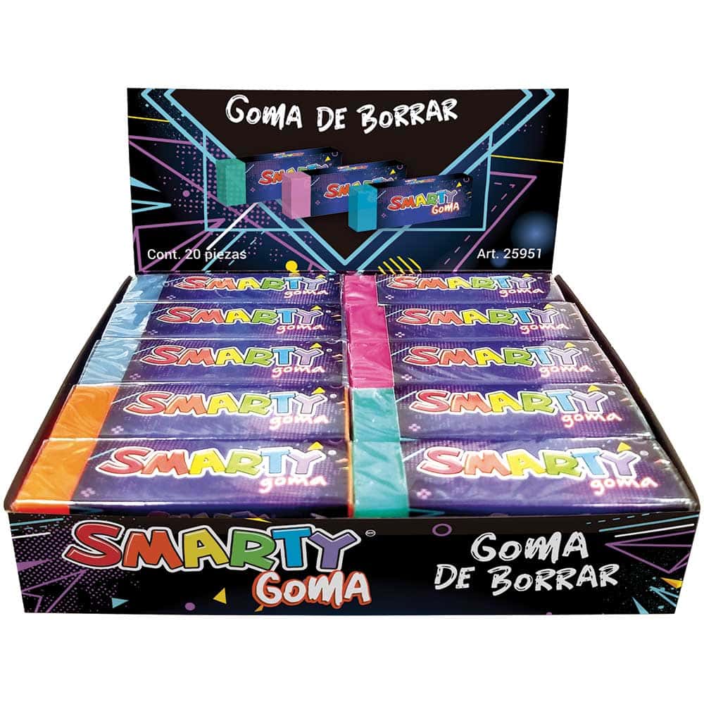 Goma de Borrar Neón Caja con 20 Piezas Smarty