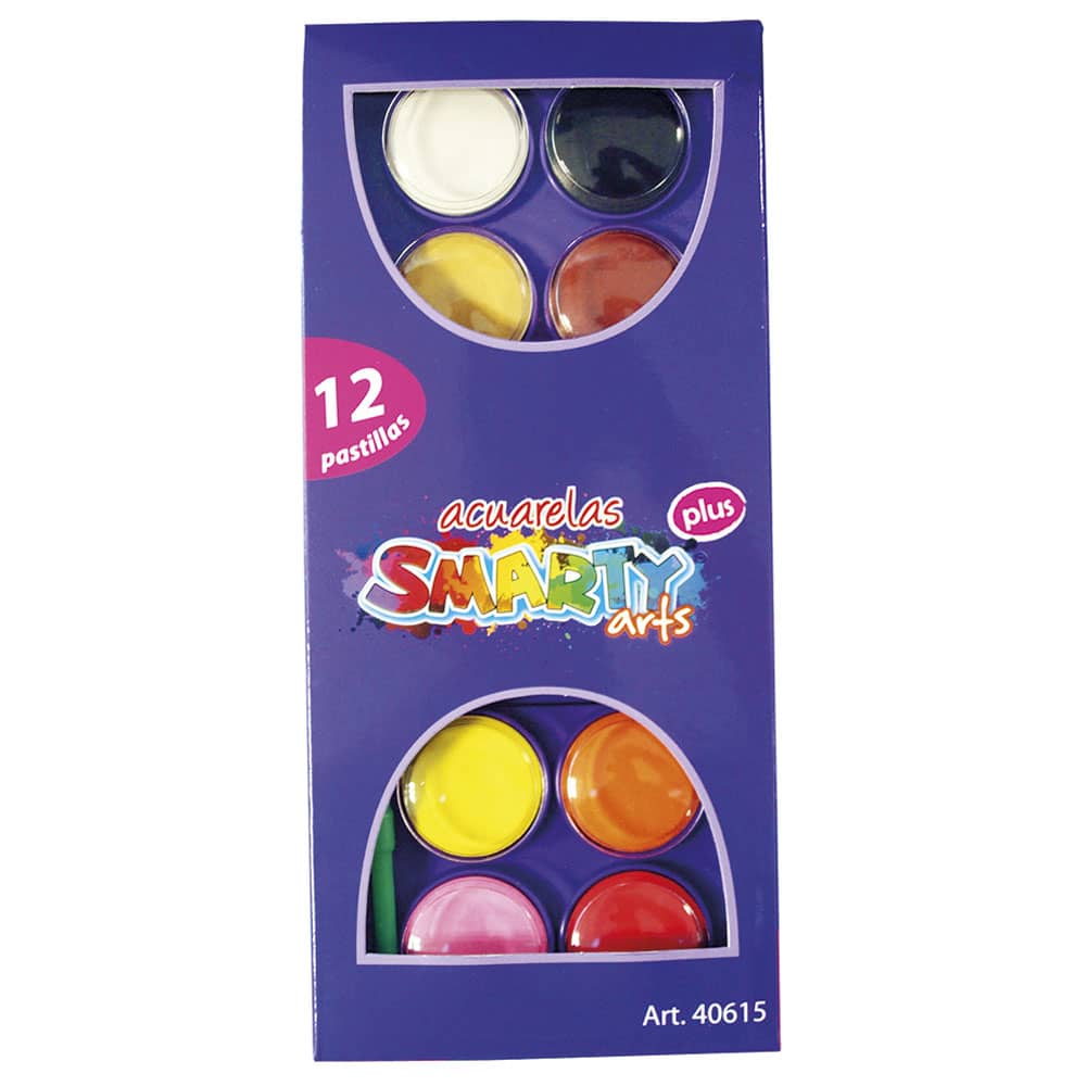 Acuarela de Plástico Redondo con 12 Colores Smarty