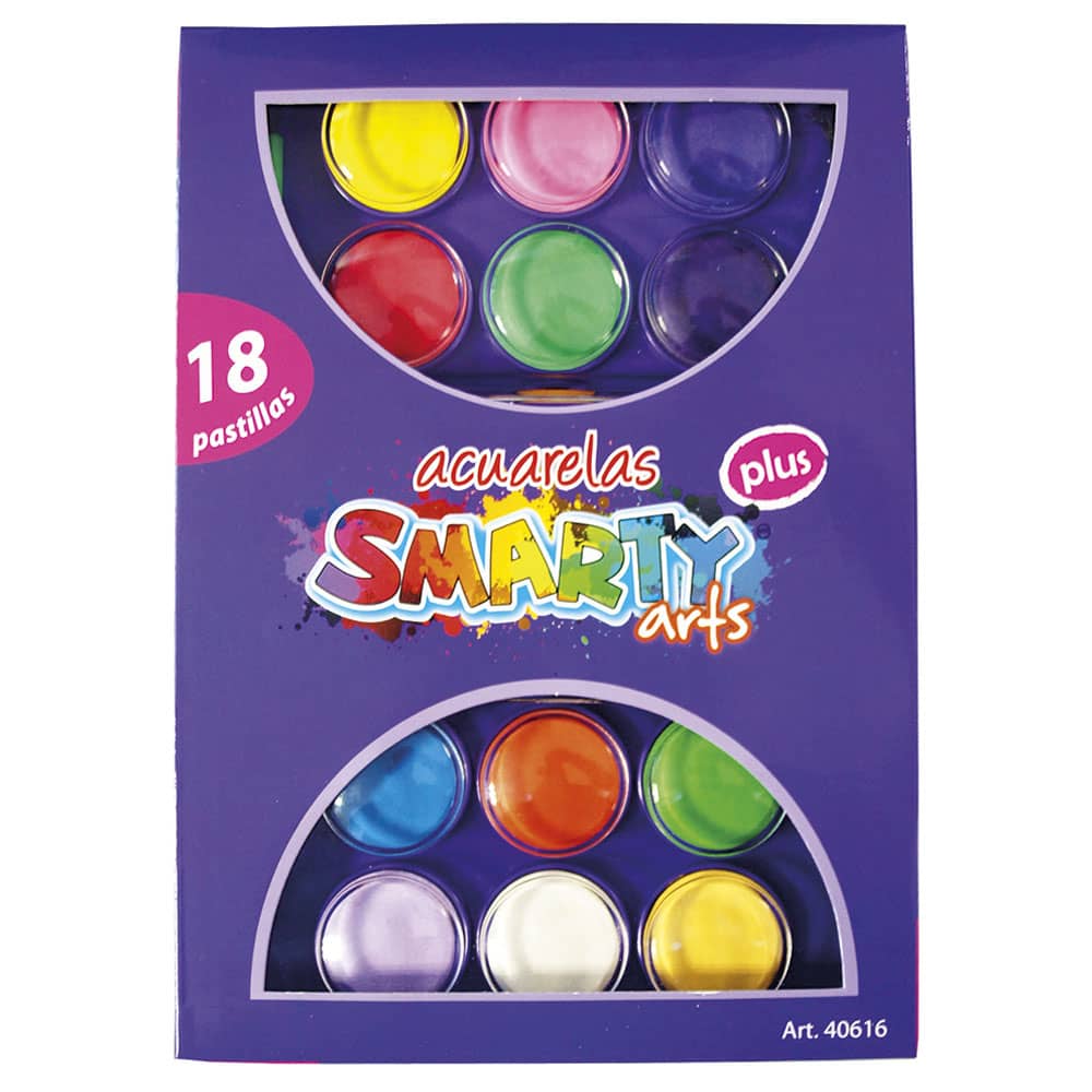 Acuarela de Plástico Redondo con 18 Colores Smarty