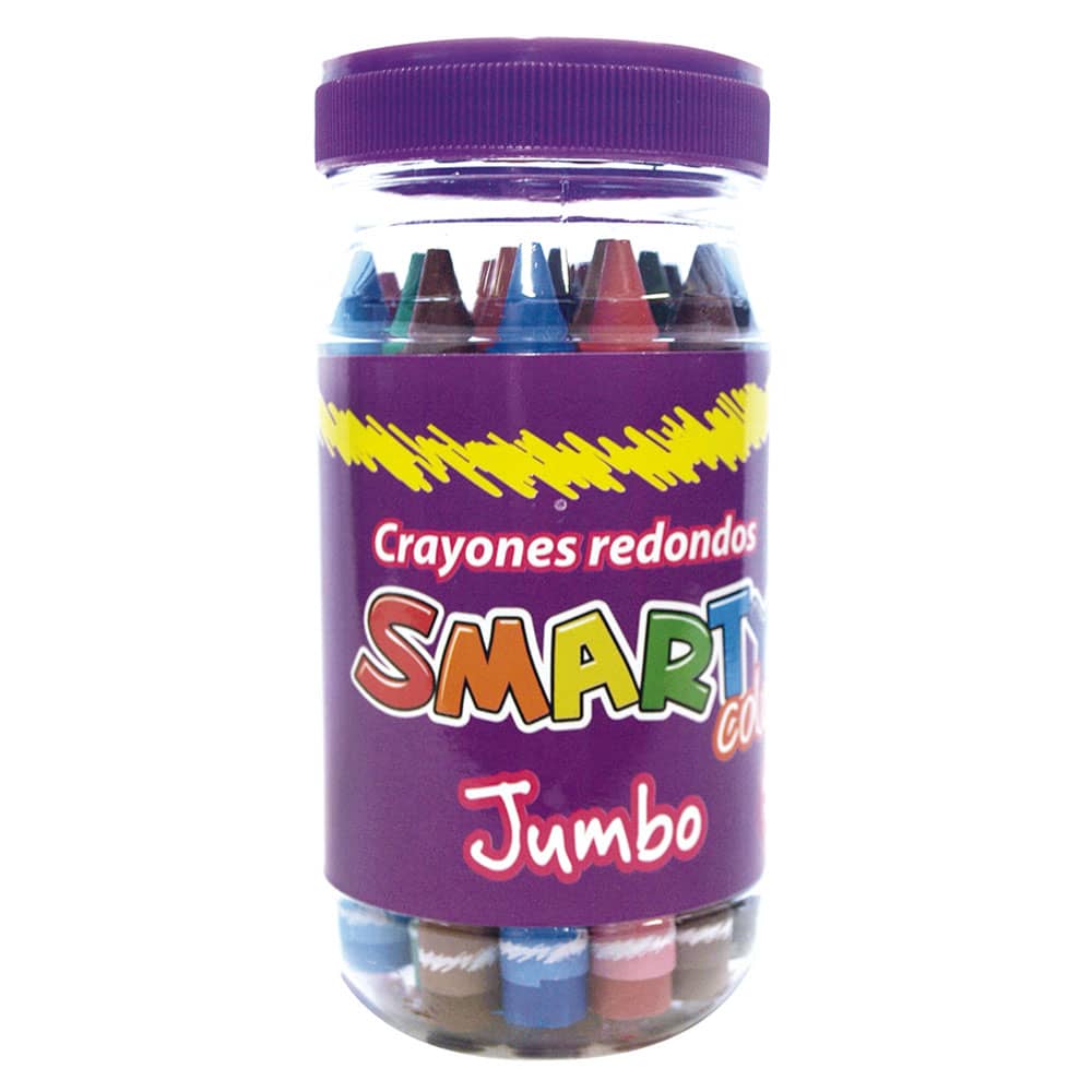 Crayón Escolar Redondo Jumbo Bote con 20 Colores Smarty
