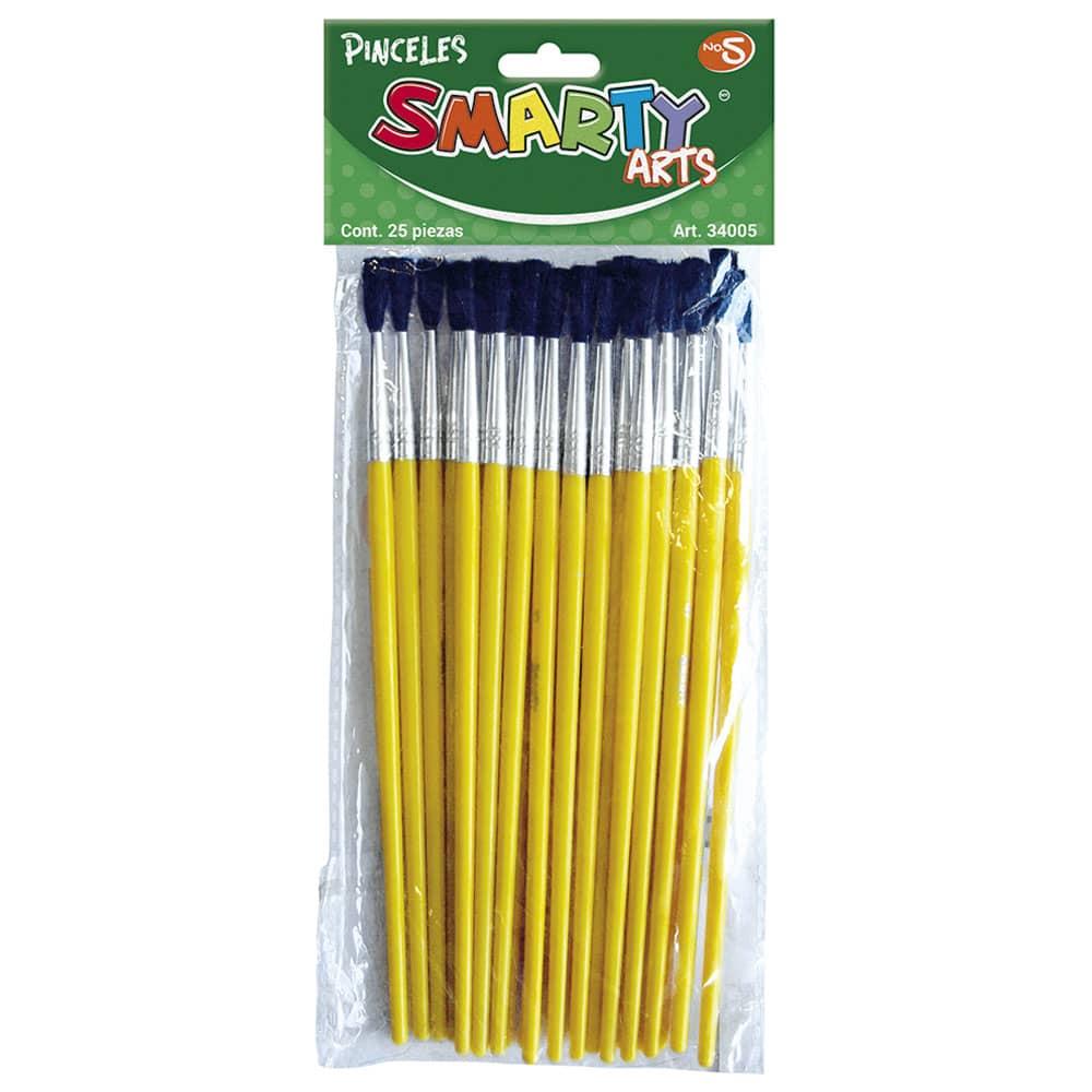 Pincel Escolar de Plástico Número 5 Bolsa con 25 Piezas Smarty