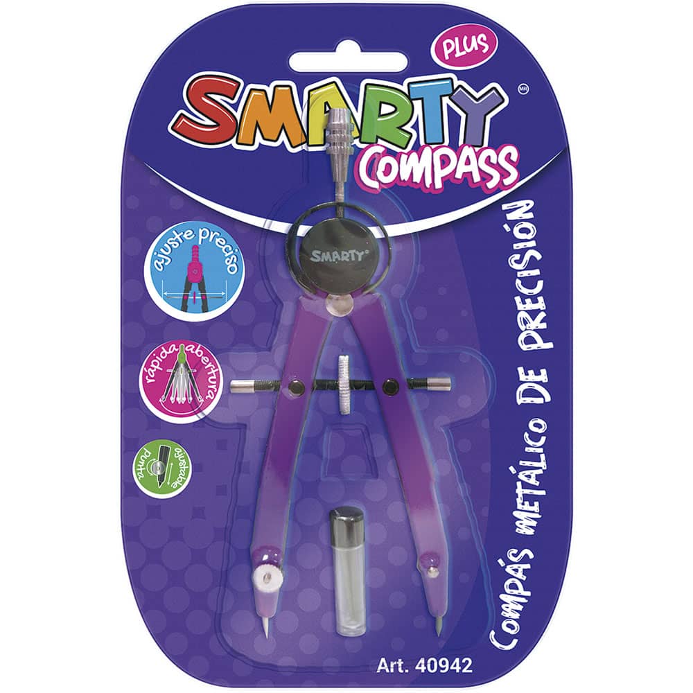Compás Escolar Metálico Precisión Corto Cool Colors Smarty