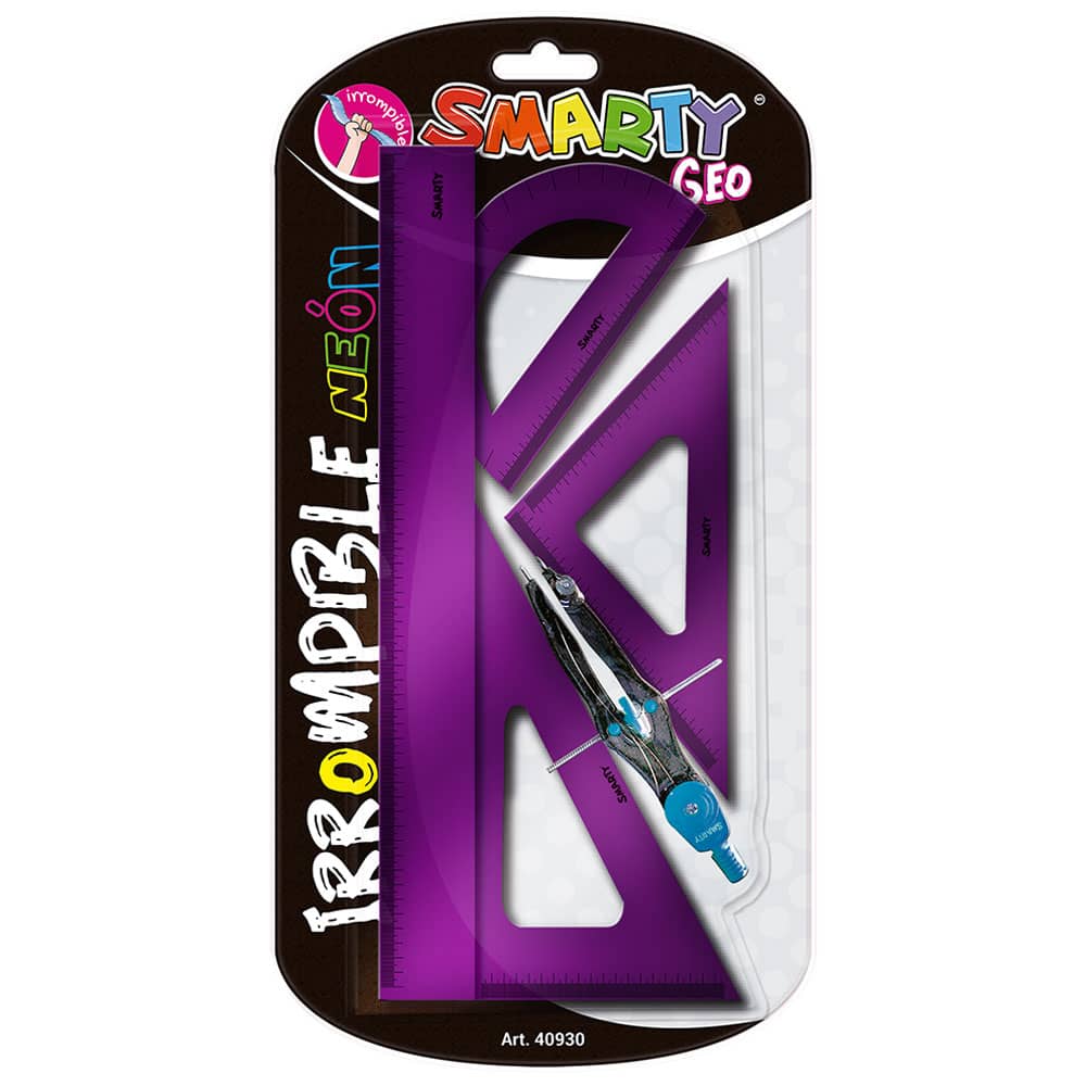 Juego de Geometría Irrompible Mediano Colores Neón Smarty