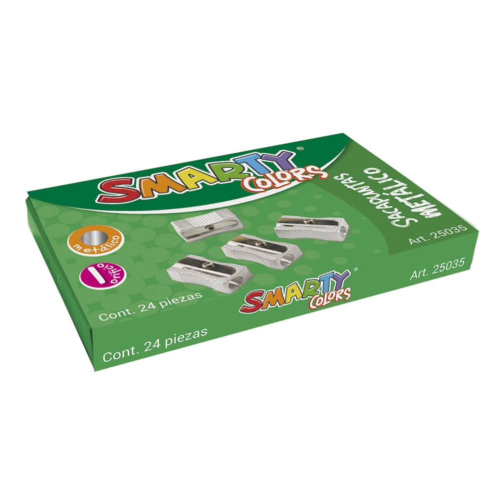 Sacapuntas de Metal Cuadrado Caja con 24 Piezas Smarty